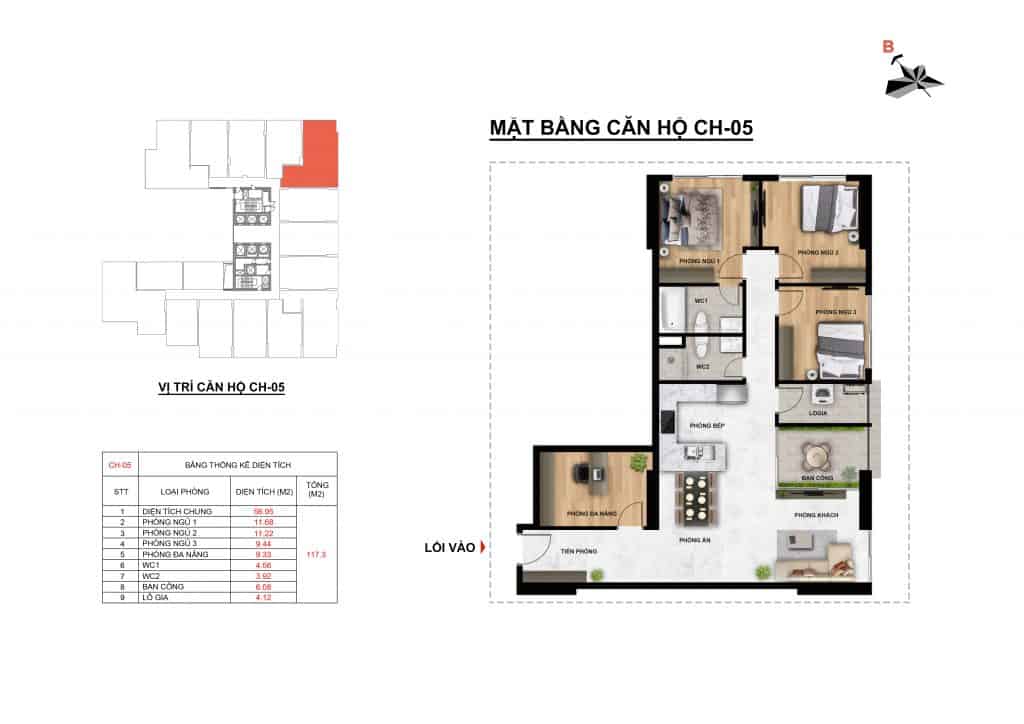 MẶT BẰNG CĂN HỘ CH05